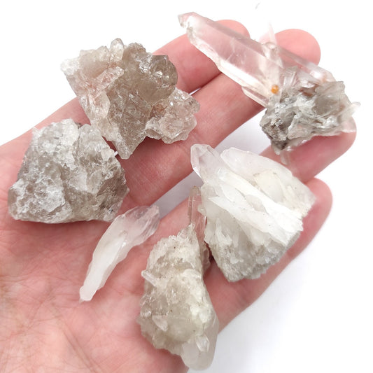87g (6pcs) Lot of Quartz Crystals - Raw Clear Quartz Points - Natural White Quartz from Rio do Sul, Brazil - Raw Quartz Clusters