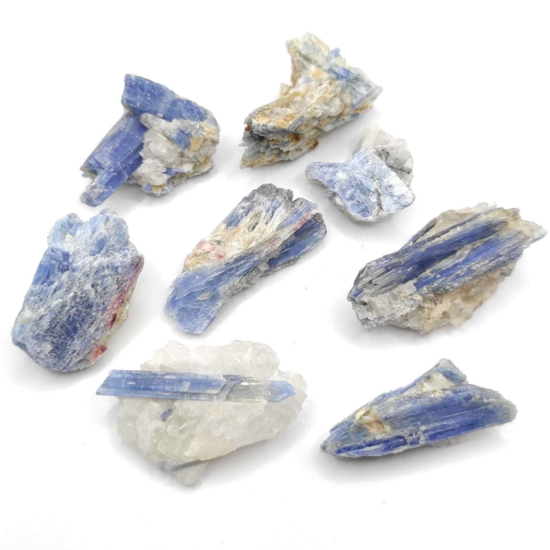 142g (8pcs) Lot of Kyanite with Quartz - Rio do Sul, Brazil - Natural Blue Kyanite Crystal Cluster - Rough Kyanite Crystal - Raw Kyanite