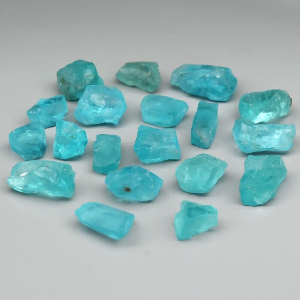 19pc (28ct) Lot of Heated Blue Apatite - Rough Apatite from Madagascar - Raw Apatite Gemstones - Loose Gems - Blue Green Apatite Crystals